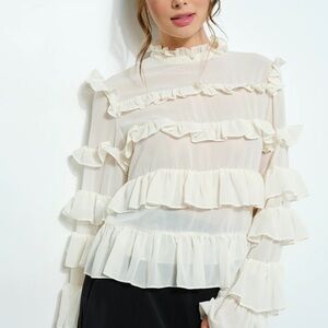 Ina Cream Ruffle Layered Blouse